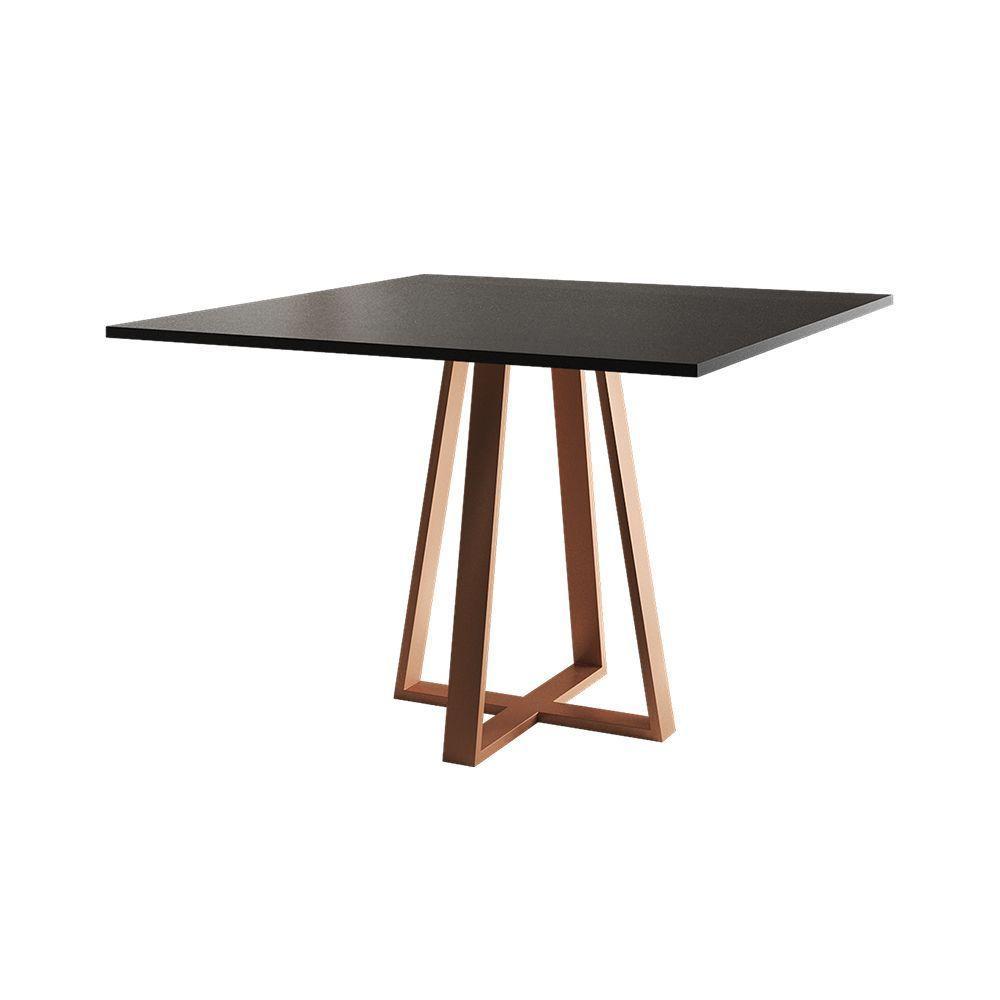 Mesa De Jantar Mônaco 110cm Tampo Preto Pés Cobre - Cor: Preto - 3