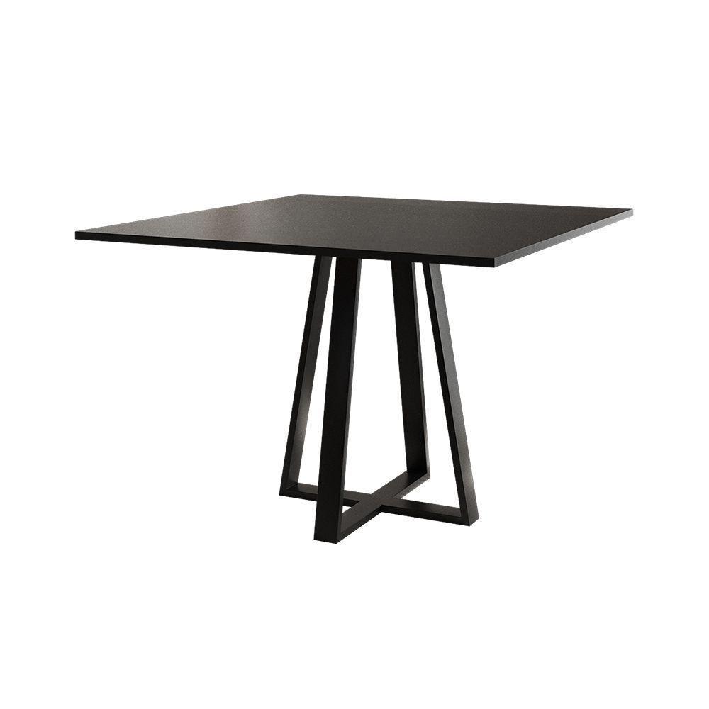 Mesa De Jantar Mônaco 110cm Tampo Preto Pés Preto - Cor: Preto - 1