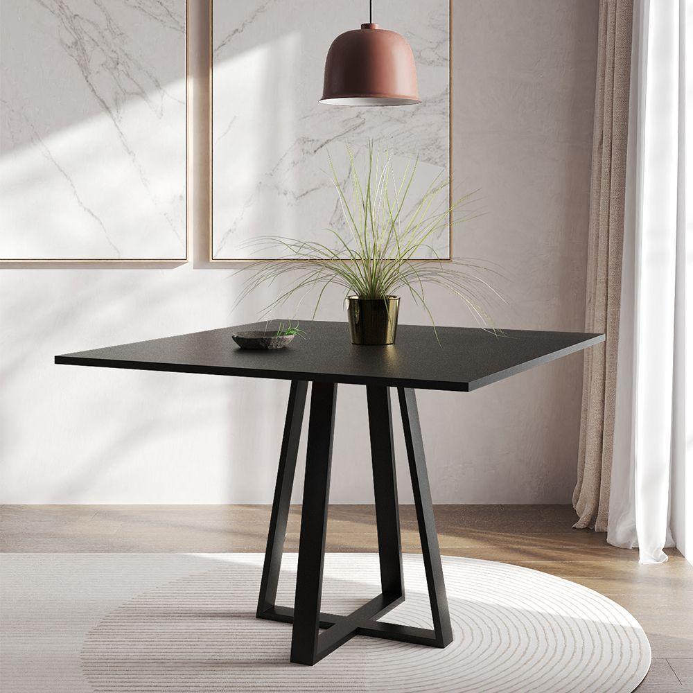 Mesa De Jantar Mônaco 110cm Tampo Preto Pés Preto - Cor: Preto - 2