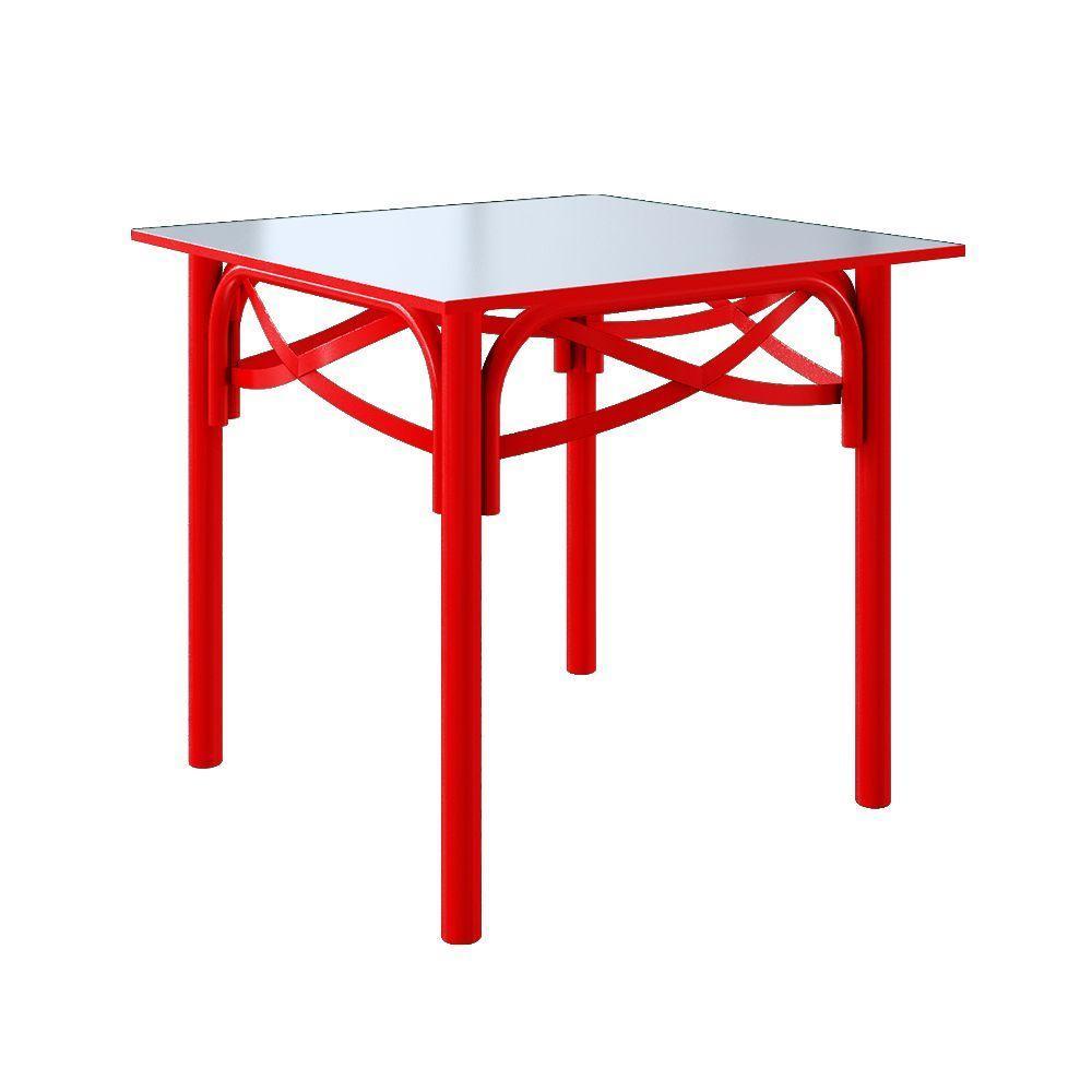 Mesa De Jantar Katrina Vermelha Quadrada Tampo De Madeira 90 Cm Asturias - Cor: Vermelho - 1