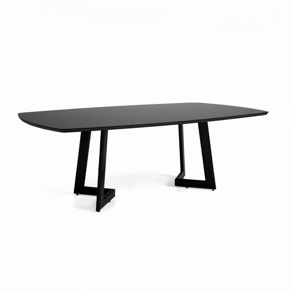 Mesa De Jantar Mh-5346 Herval Retangular 170 Cm Madeira Laca Fosca Preta Vidro Preto - 1