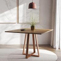 Mesa De Jantar Mônaco 110cm Tampo Imbuia Pés Cobre - Cor: Marrom - 1