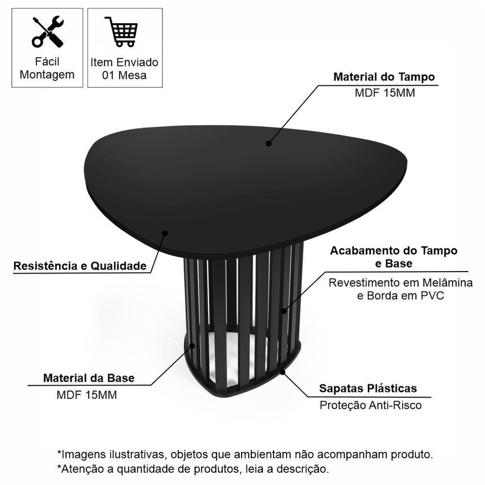 Mesa De Jantar Orgânica 4 Lugares 120x118cm Preta - Straub Web - 4