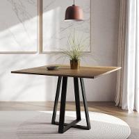 Mesa De Jantar Mônaco 110cm Tampo Imbuia Pés Preto - Cor: Marrom