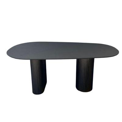 Mesa De Jantar Orgânica 244x137cm Com Duas Bases Cor ébano