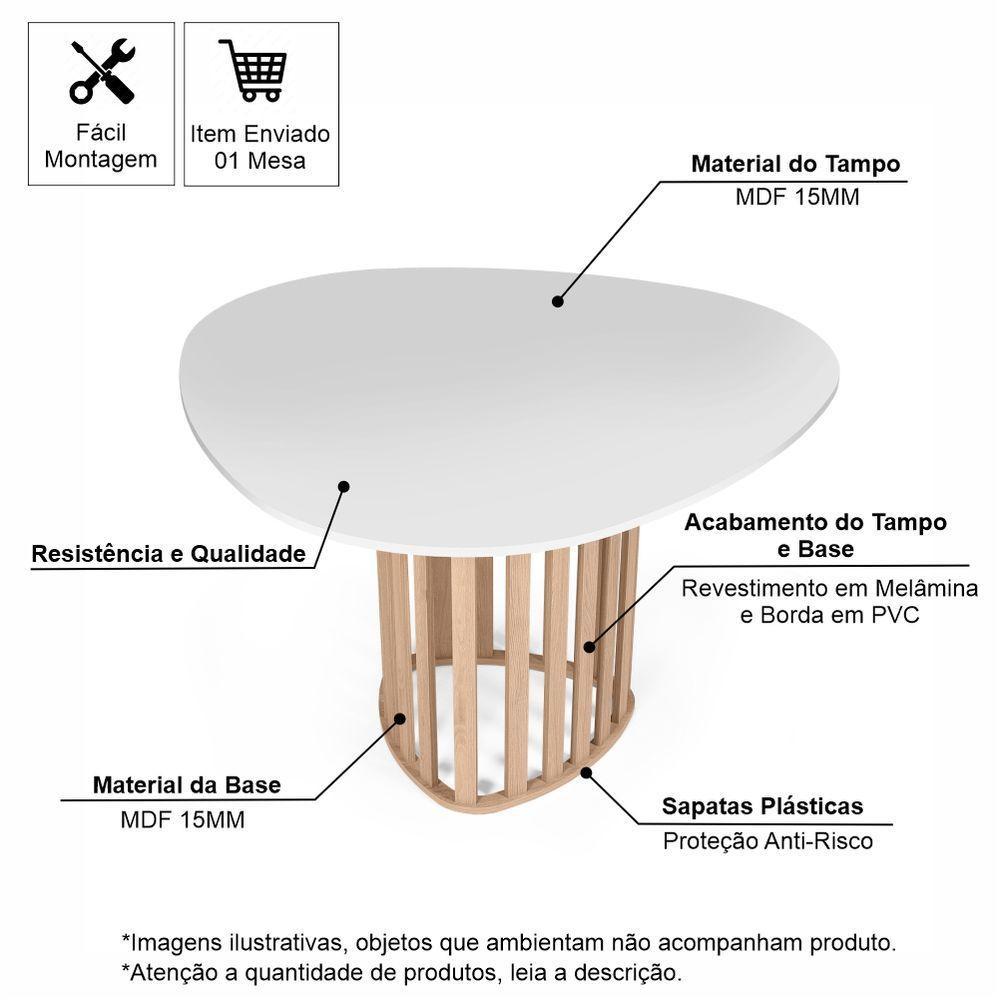 Mesa De Jantar Orgânica 4 Lugares 120x118cm Branco/jade - Straub Web - 2