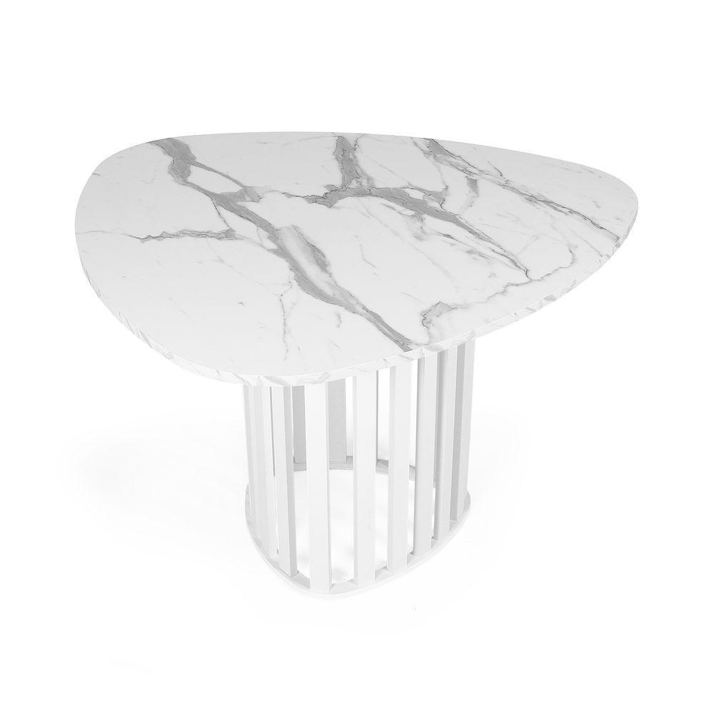 Mesa De Jantar Orgânica 4 Lugares 120x118cm Marmorizado/branco - Straub Web - 1