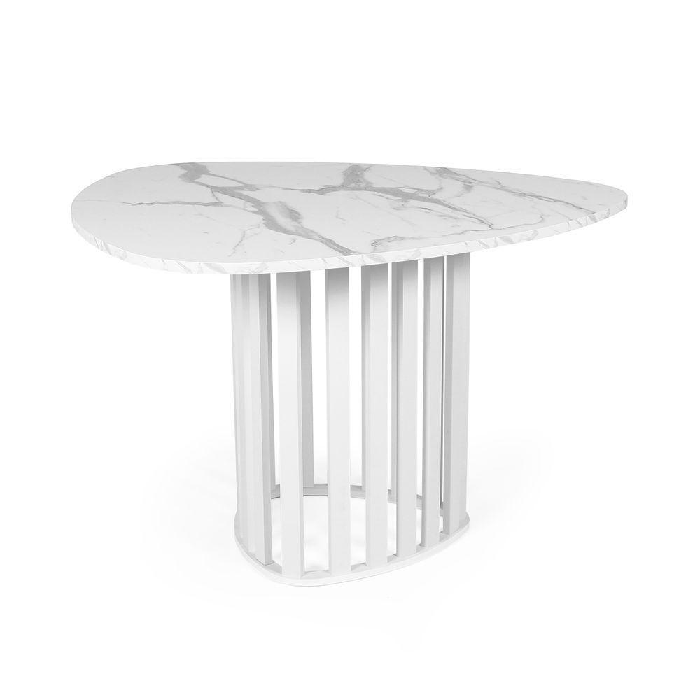 Mesa De Jantar Orgânica 4 Lugares 120x118cm Marmorizado/branco - Straub Web - 2