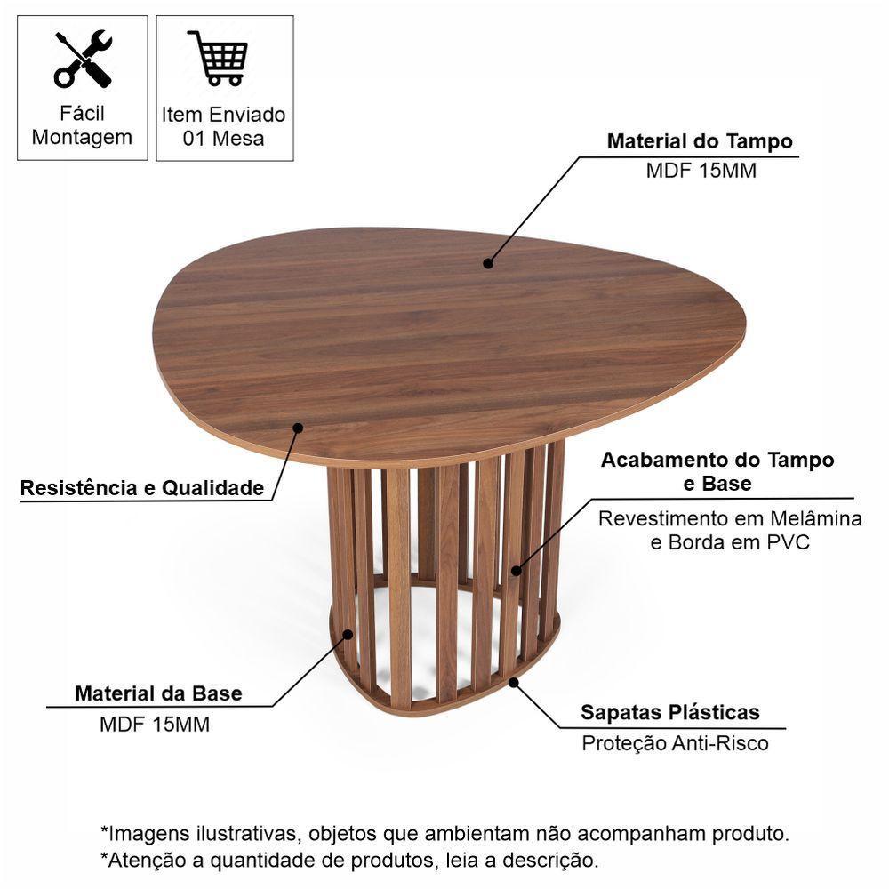 Mesa De Jantar Orgânica 4 Lugares 120x118cm Noronha - Straub Web - 3
