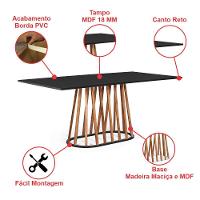 Mesa De Jantar Retangular 6 Lugares 160x90cm Base Madeira Gabi Preta - Straub Web - 7