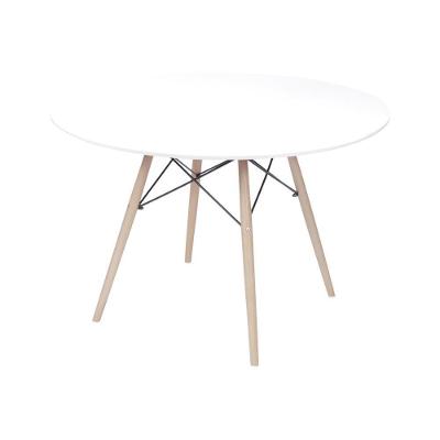 Mesa De Jantar Redonda 110 Cm Dkr Base De Madeira Tampo Branco Mdf