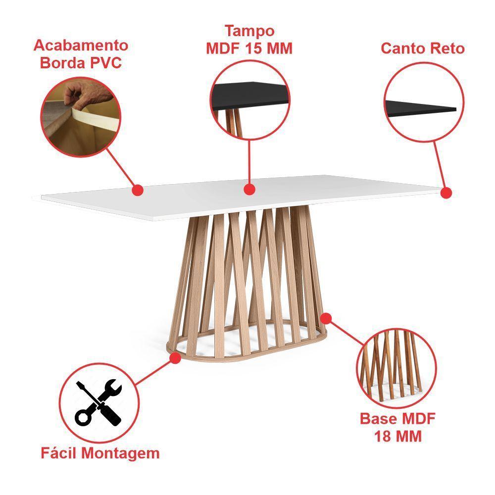 Mesa De Jantar Retangular 6 Lugares 180x90cm Gabi Branco/jade - Straub Web - 3