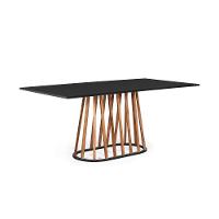 Mesa De Jantar Retangular 8 Lugares 200x90cm Base Madeira Gabi Preta - Straub Web - 1