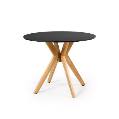Mesa De Jantar Redonda 100cm Marci Em Madeira Maciça E Mdf - Preto