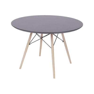Mesa De Jantar Redonda 110 Cm Dkr Base De Madeira Tampo Preto Mdf