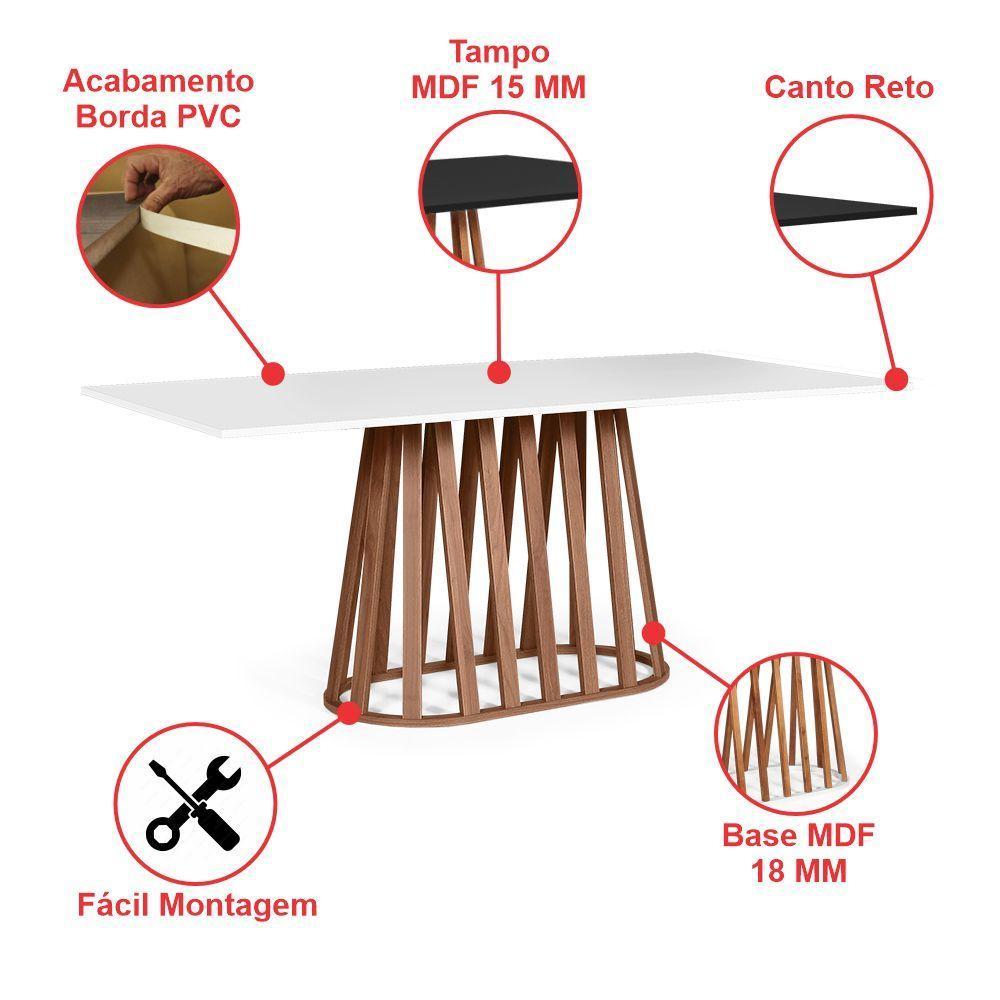 Mesa De Jantar Retangular 6 Lugares 180x90cm Gabi Branco/noronha - Straub Web - 3