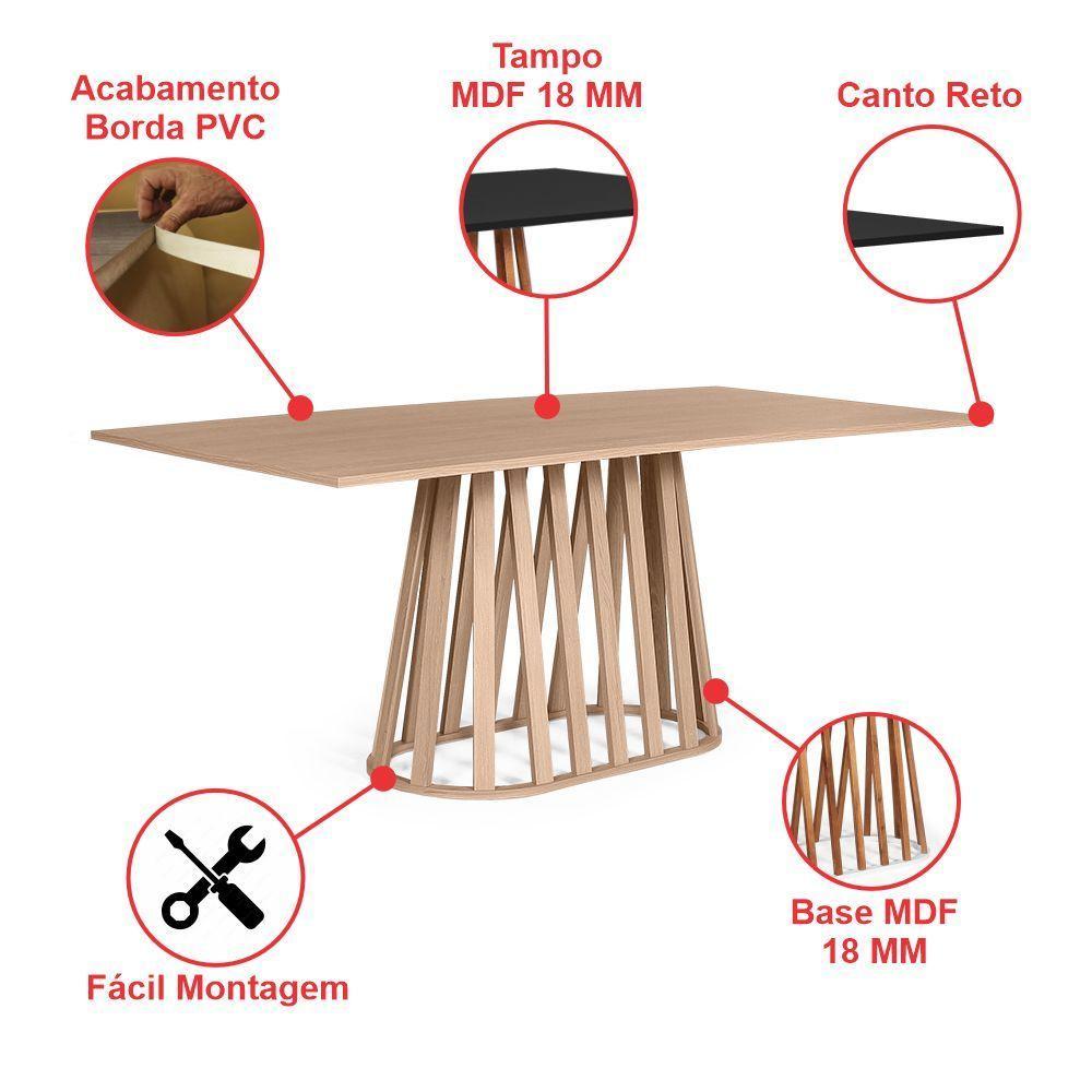 Mesa De Jantar Retangular 6 Lugares 180x90cm Gabi Jade - Straub Web - 3
