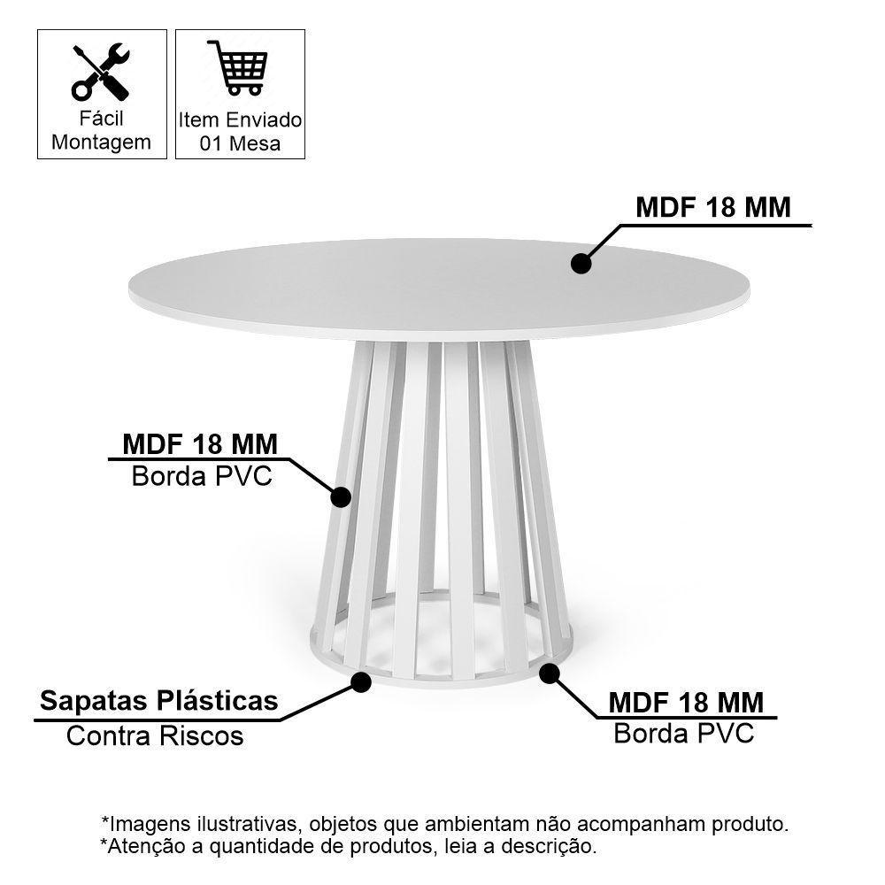 Mesa De Jantar Redonda 4 Lugares 90cm Em Mdf Gabi Branca - Straub Web - 3