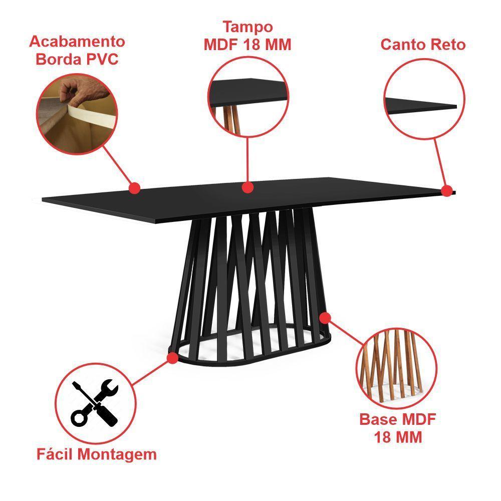 Mesa De Jantar Retangular 8 Lugares 200x90cm Gabi Preta - Straub Web - 3