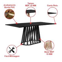 Mesa De Jantar Retangular 8 Lugares 200x90cm Gabi Preta - Straub Web - 3