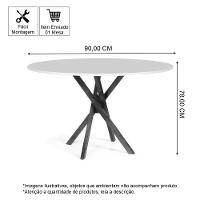 Mesa De Jantar Redonda 4 Lugares 90cm Em Madeira June Preta - Straub Web - 2