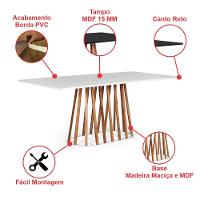 Mesa De Jantar Retangular 8 Lugares 200x90cm Base Madeira Gabi Branca - Straub Web - 3