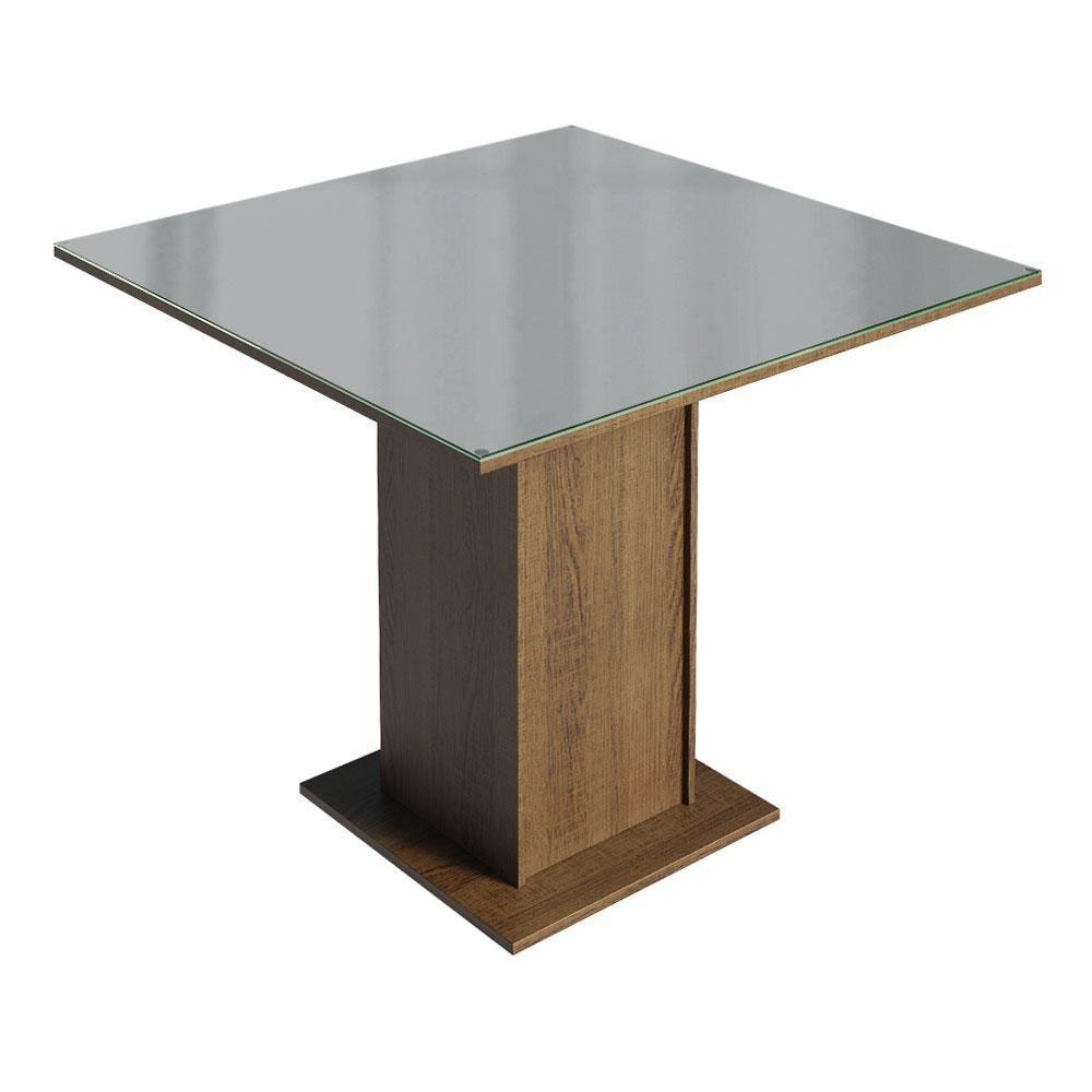 Mesa De Jantar Quadrada Tampo De Vidro Madesa 5363 - Rustic/cinza Rustic/cinza - 1
