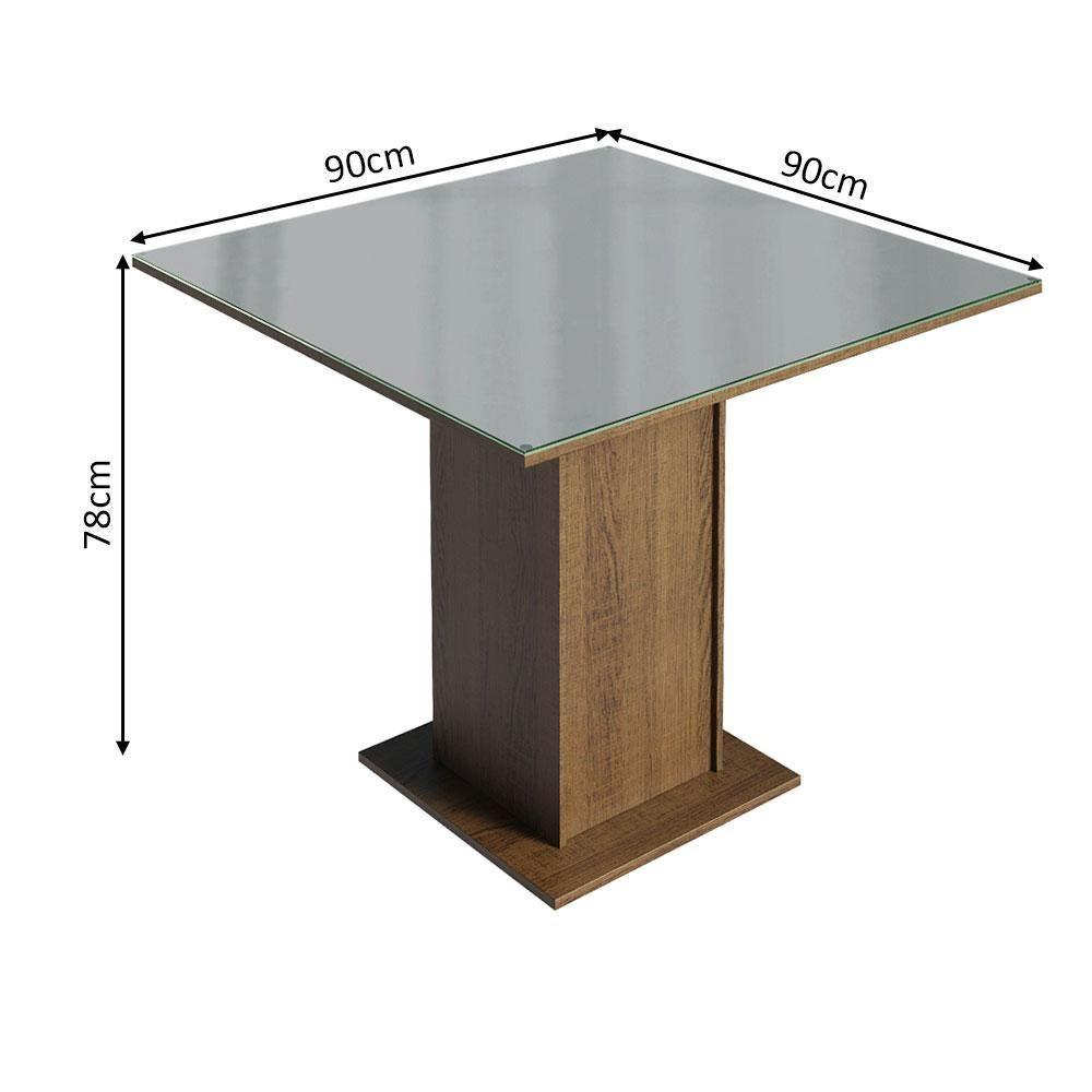 Mesa De Jantar Quadrada Tampo De Vidro Madesa 5363 - Rustic/cinza Rustic/cinza - 5