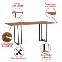 Mesa De Jantar Retangular Industrial 6 Lugares 180x90cm Atos Noronha - Straub Web - 3