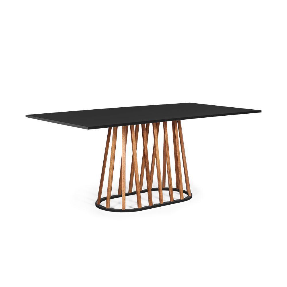 Mesa De Jantar Retangular 6 Lugares 180x90cm Base Madeira Gabi Preta - Straub Web - 1