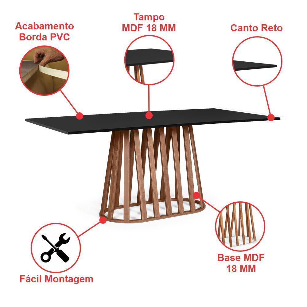 Mesa De Jantar Retangular 6 Lugares 160x90cm Gabi Preto/noronha - Straub Web - 2