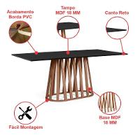 Mesa De Jantar Retangular 6 Lugares 160x90cm Gabi Preto/noronha - Straub Web - 2