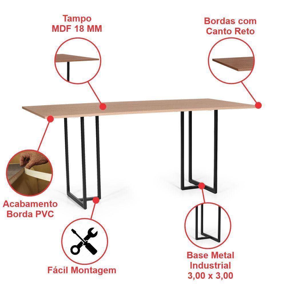 Mesa De Jantar Retangular Industrial 6 Lugares 160x90cm Atos Jade - Straub Web - 3