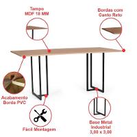 Mesa De Jantar Retangular Industrial 6 Lugares 160x90cm Atos Jade - Straub Web - 3