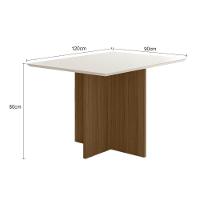 Mesa De Jantar Retangular Tampo Chanfrado Sem Vidro 120cm Helô Poliman Móveis Carvalho Com Off White - 2