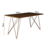 Mesa De Jantar Trama Plus Base Cobre Com Tampo Amêndoa 150 X 90 - Asturias - Cor: Marrom - 2