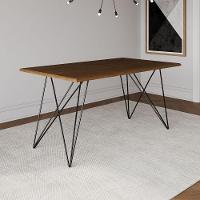 Mesa De Madeira Trama Base Preta Com Tampo Amêndoa 140 X 80 - Asturias - Cor: Preto - 1