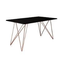 Mesa De Jantar Trama Plus Base Cobre Com Tampo Preto 150 X 90 - Asturias - Cor: Marrom - 3