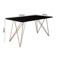 Mesa De Jantar Trama Base Cobre Com Tampo Preto 140 X 80 - Asturias - Cor: Marrom - 2