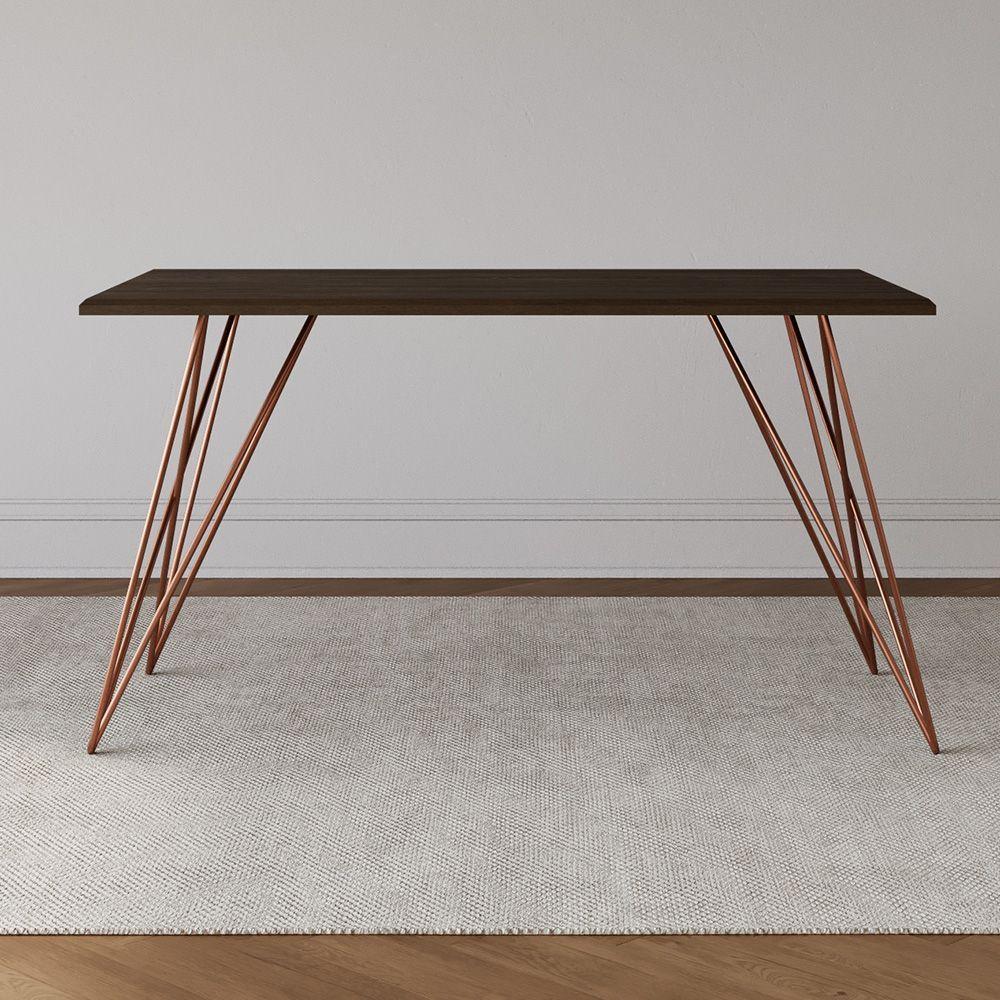 Mesa De Madeira Trama Base Cobre Com Tampo Amêndoa 140 X 80 - Asturias - Cor: Marrom - 4