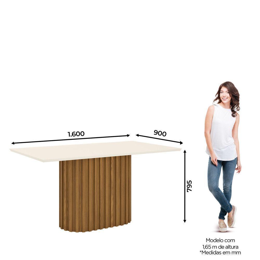 Mesa De Jantar Tampo De Mdf Canto Reto 160 Cm Solana Henn Nature Com Off White - 4