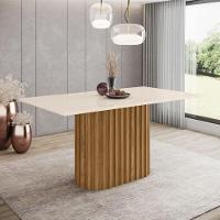 Mesa De Jantar Tampo De Mdf Canto Reto 160 Cm Solana Henn Nature Com Off White - 1