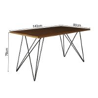 Mesa De Jantar Trama Base Preta Com Tampo Amêndoa 140 X 80 - Asturias - Cor: Marrom - 2