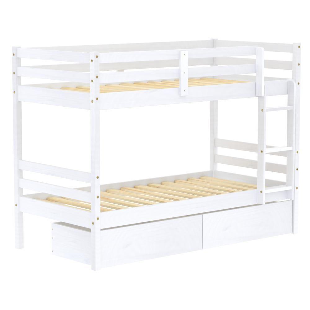 Beliche Solteiro Slim Com 02 Gavetas Madeira Maciça Branco Housin - 3