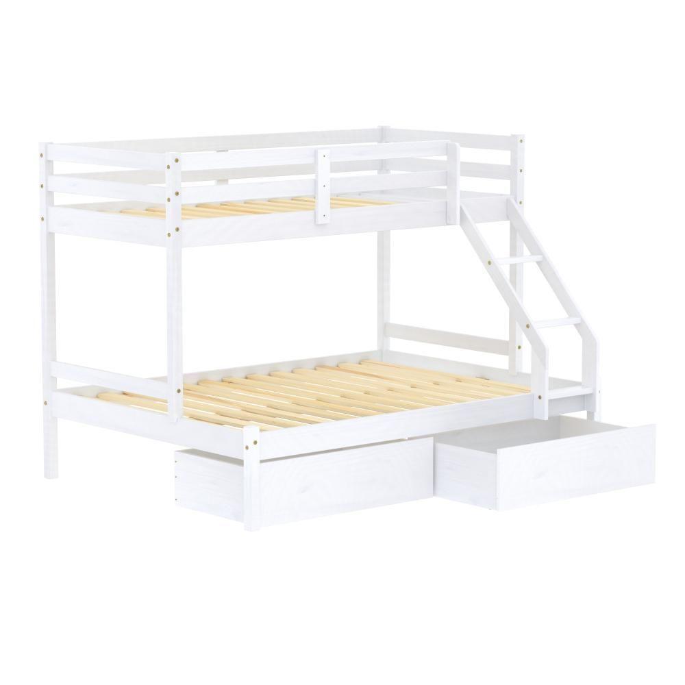 Beliche Com Cama Casal Slim Com 02 Gavetas Madeira Maciça Branco Housin - 2