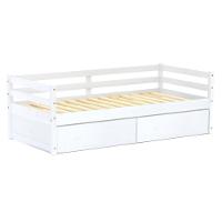 Cama Solteiro Slim Com 02 Gavetas Madeira Maciça Branco Housin - 3