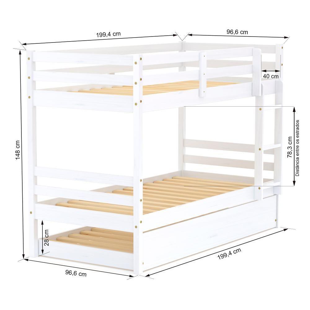 Treliche Solteiro Eco Madeira Maciça Branco Mobilistore - 3
