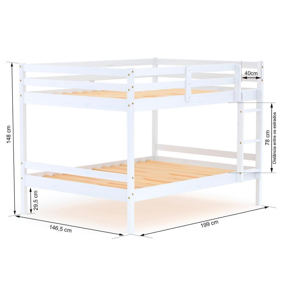 Beliche Casal Casal Eco Madeira Maciça Branco Mobilistore - 3