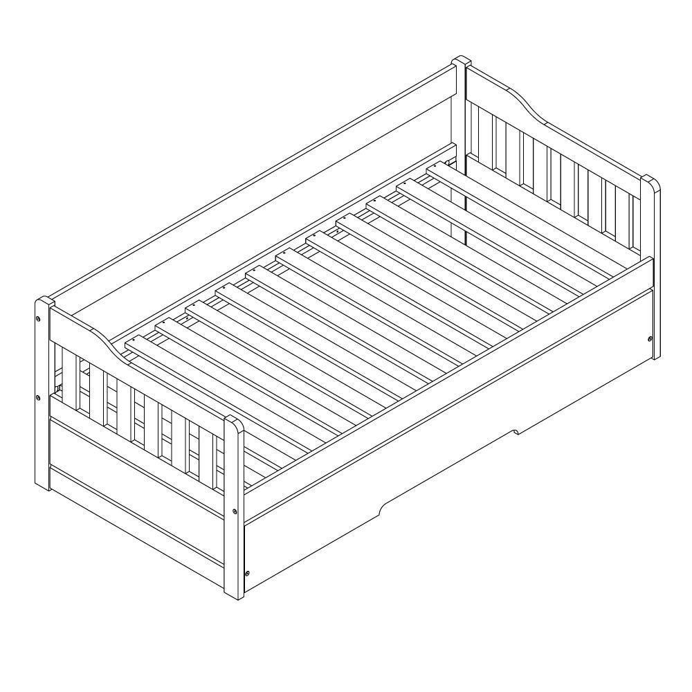 Bicama Infantil Com Grade De Proteção Madeira Maciça Branco Mobilistore - 2