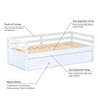 Bicama Solteiro Eco Madeira Maciça Branco Mobilistore